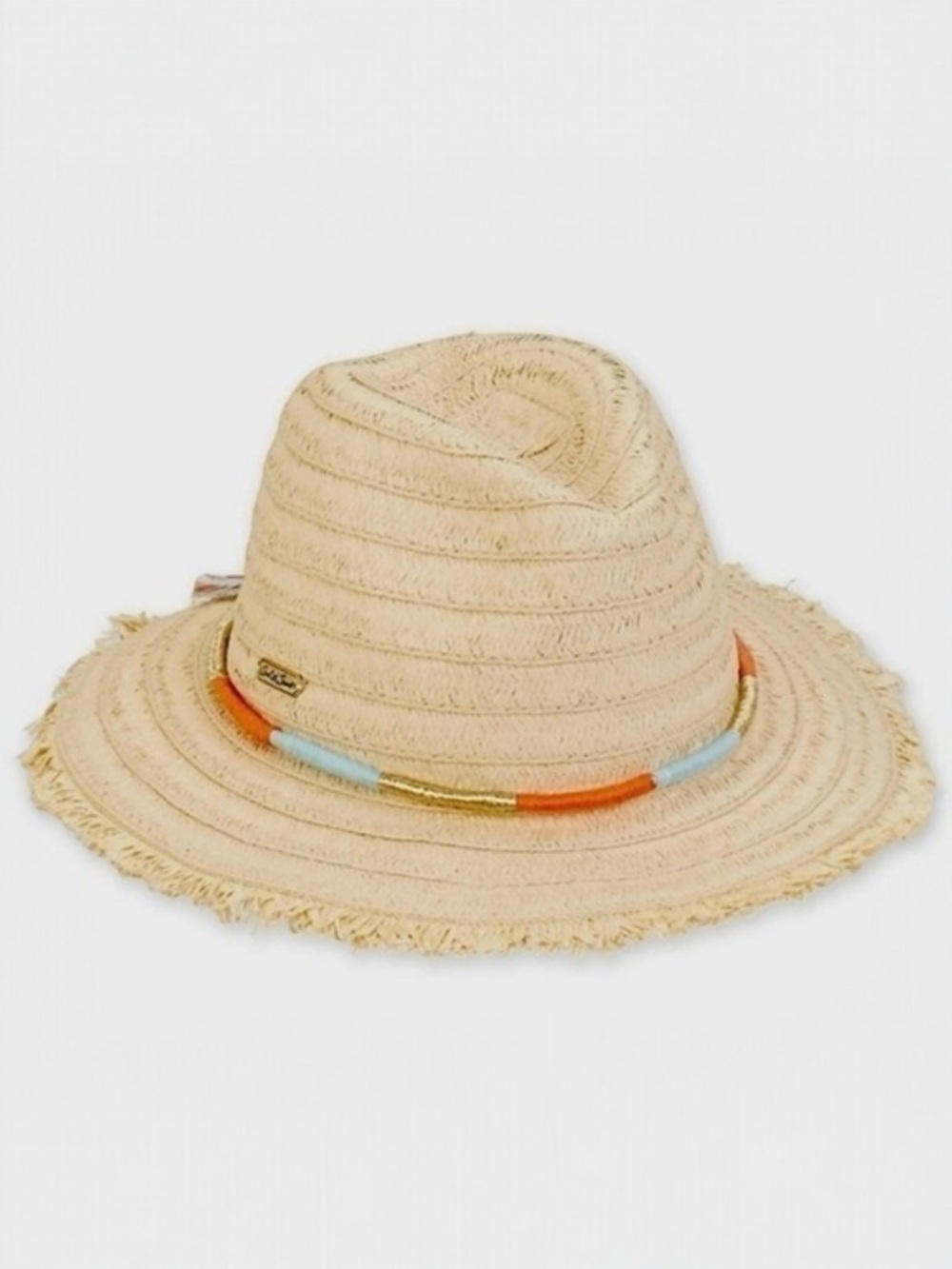 Sun “N” Sand 50% UPF Straw Two-Tone Metallic Band Fedora Style Outdoor Hat